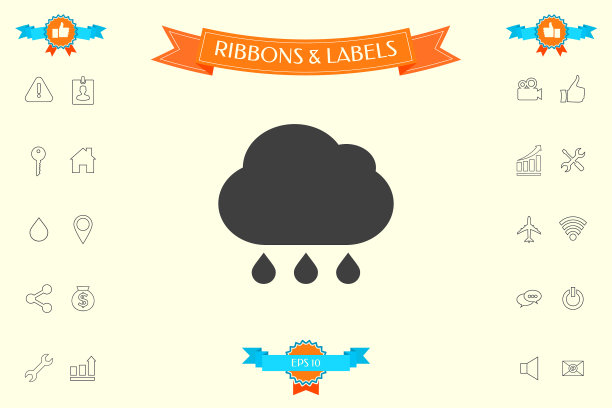 云与雨滴的图标图片下载