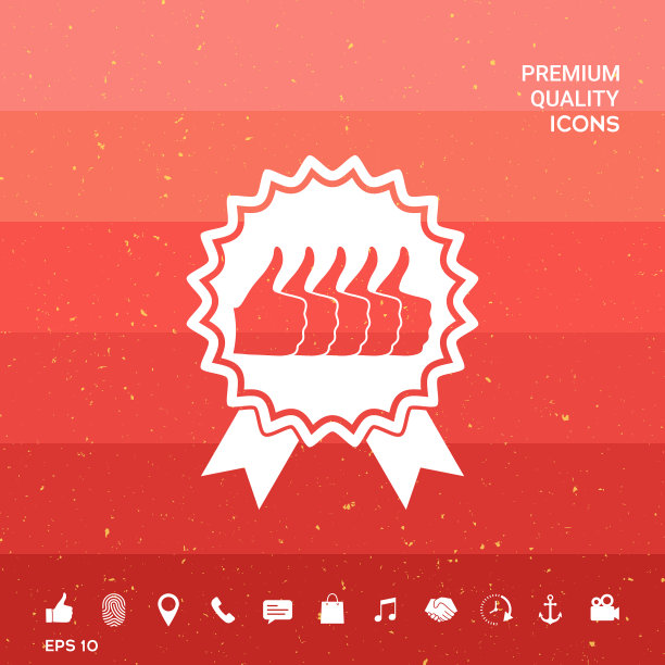 带有丝带标签的五个点赞手势符号图片下载