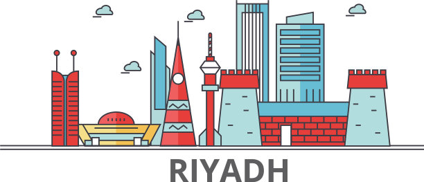 利雅得城市的天际线，建筑物，街道图片下载