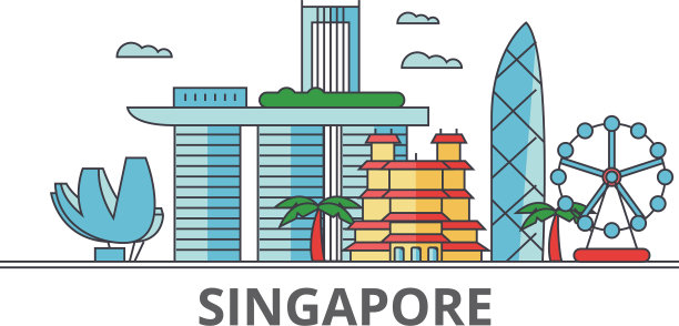 新加坡城市的天际线，建筑物，街道图片下载