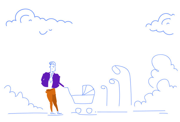 商人在照顾刚出生的婴儿走路图片下载