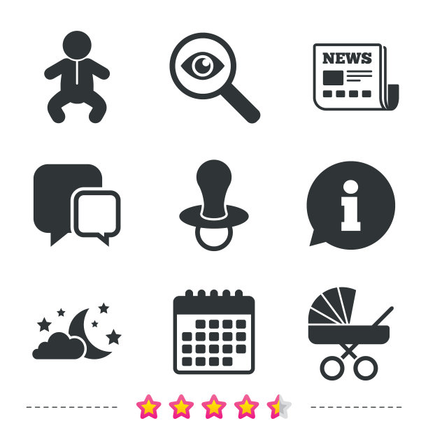 月亮和星星婴儿婴儿图标童车假人图片下载