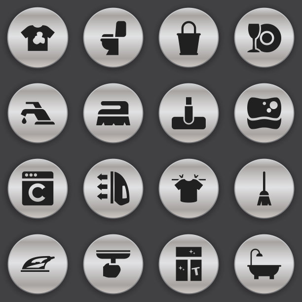 一组16可编辑的清洁图标包括图片下载