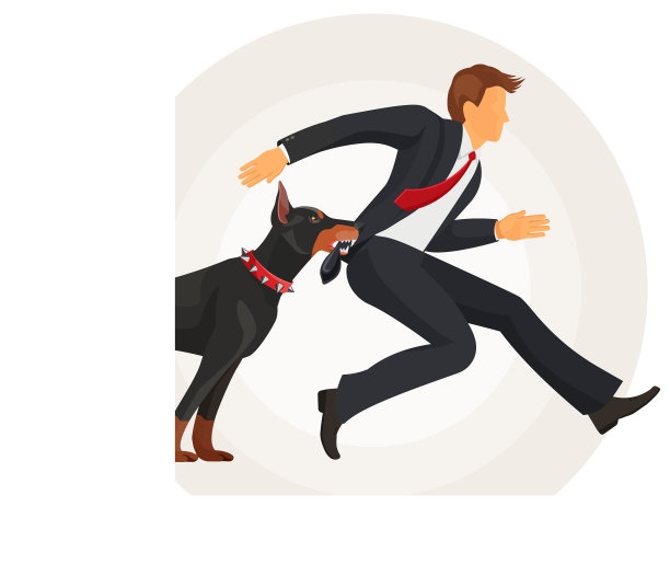 训练有素的杜宾犬用夹克抓住穿西装的人图片下载