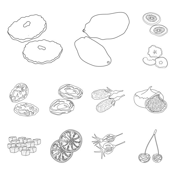 孤立对象食品和生标志食品集图片下载