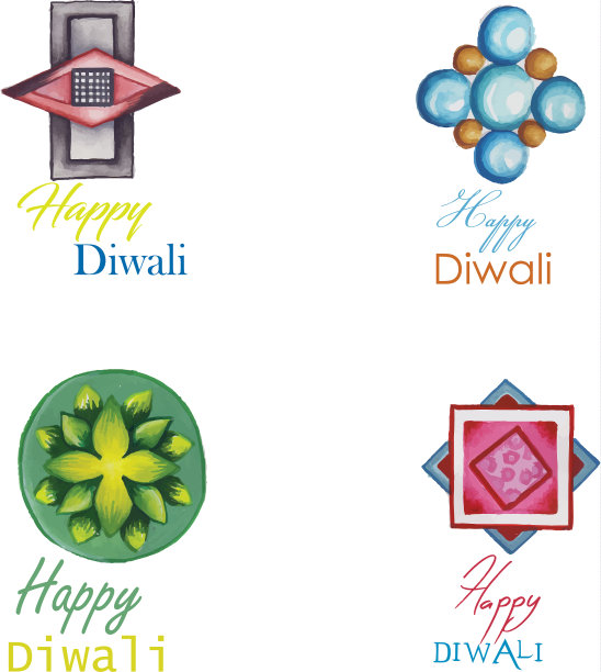 水彩排灯节标志收藏图片下载