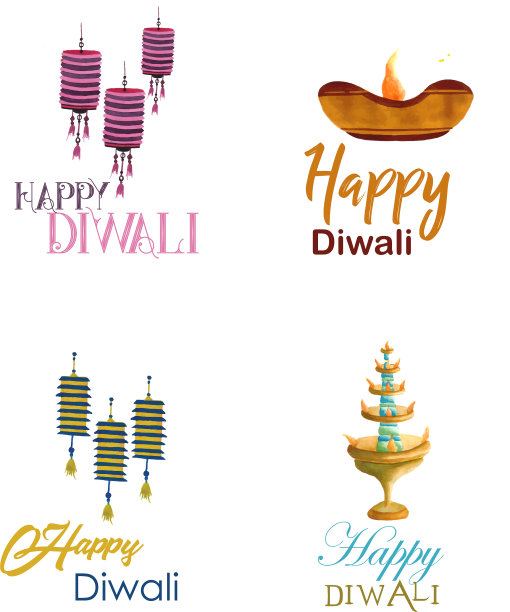 水彩排灯节标志收藏图片下载