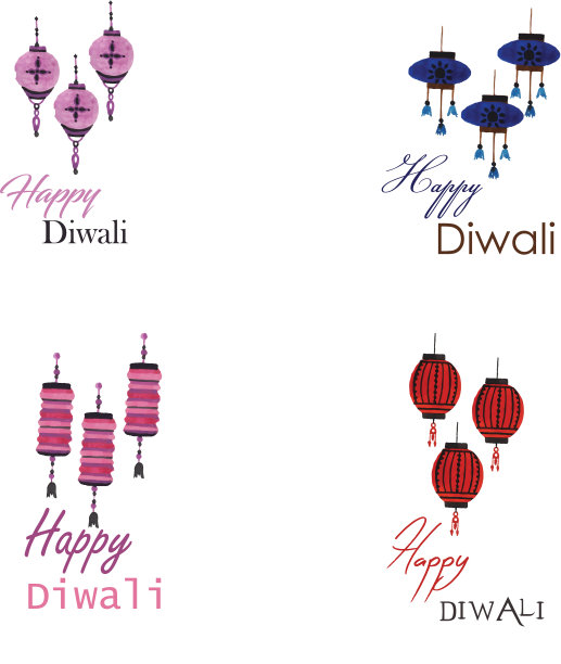 水彩排灯节标志收藏图片下载