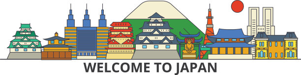 日本轮廓天际线日本平细线图片下载