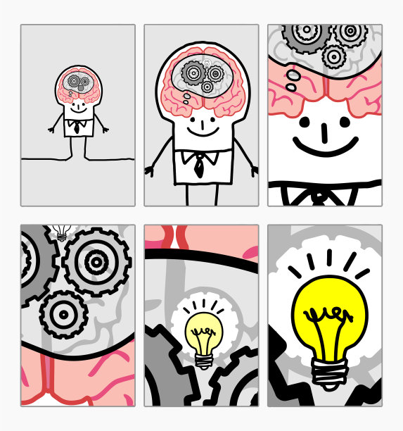 放大里面的卡通聪明男人的脑袋图片下载