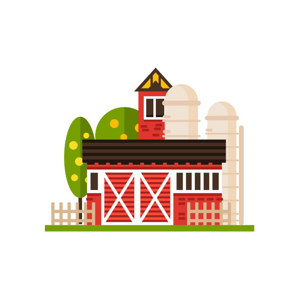 传统的美国红色谷仓和筒仓图片下载