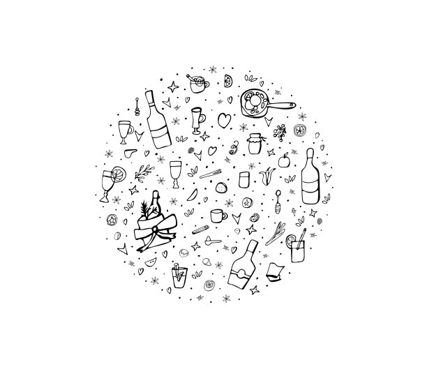 一套加热的葡萄酒元素和物体图片下载