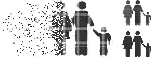 家庭破碎像素半色调图标图片下载