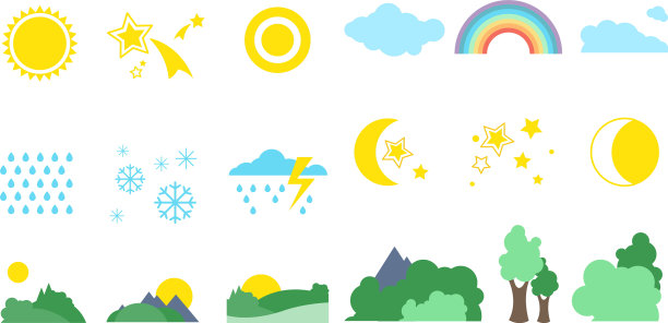 自然物体设置天气和气象符号图片下载