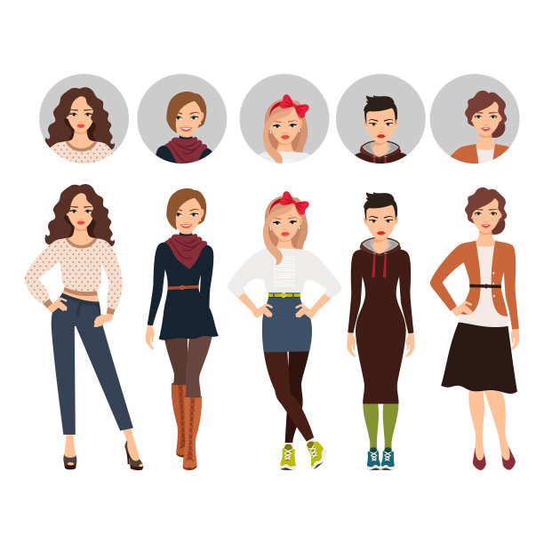 卡通少女在日常的衣服图片下载