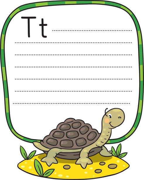 ABC字母T的搞笑小乌龟图片下载