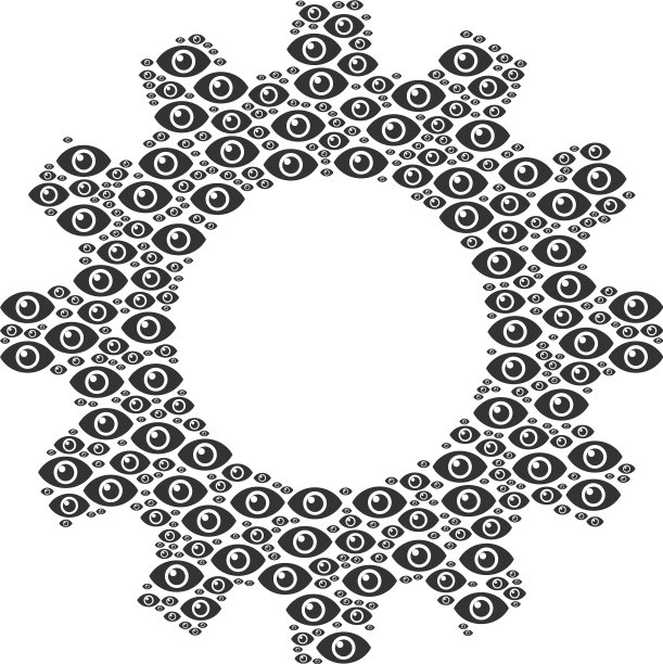 齿轮镶嵌的眼睛图标图片下载