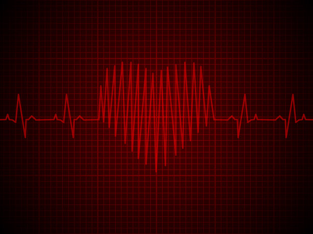 心率，心跳的霓虹线在红色的图形上图片下载