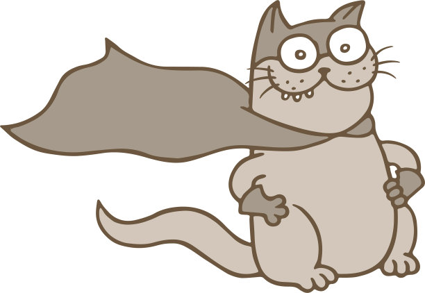 穿着面具和雨衣的卡通猫超级英雄图片下载