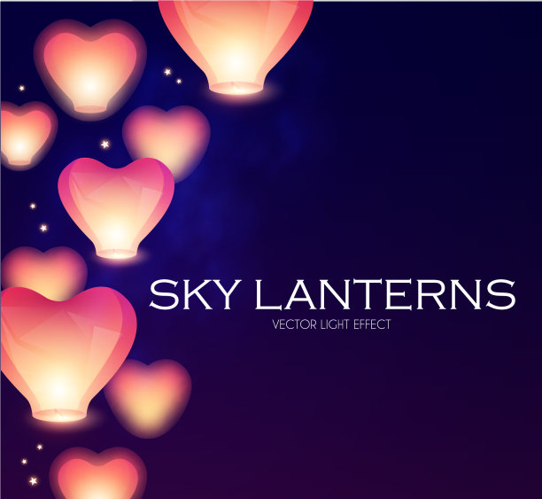 飞行的天灯中国灯光效果图片下载