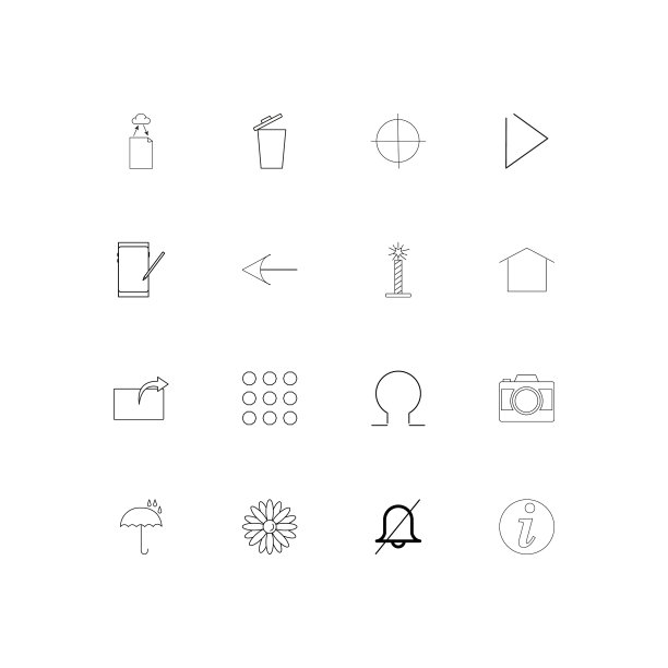 标志和符号线形细长的图标集概述图片下载