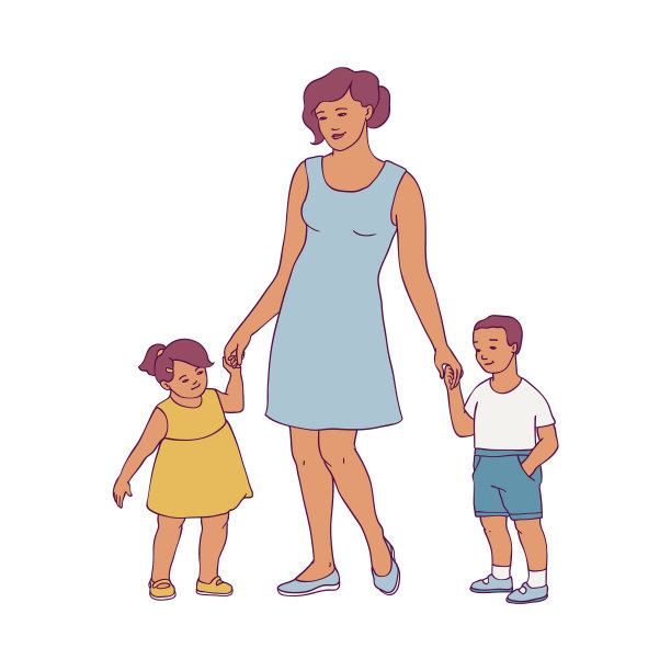 快乐的妈妈抱着两个宝宝图片下载