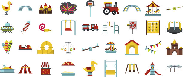 儿童娱乐图标设置扁平风格图片下载