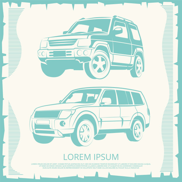 复古海报与吉普车设计图片下载