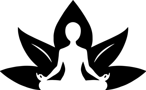 瑜伽莲花图标黑白画图片下载