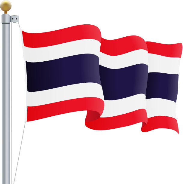 挥舞着泰国国旗孤立在白色图片下载