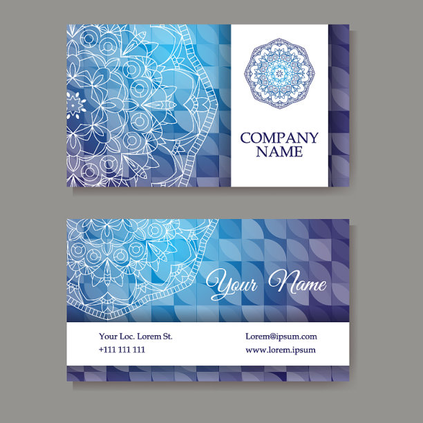 一套复古图案的名片图片下载