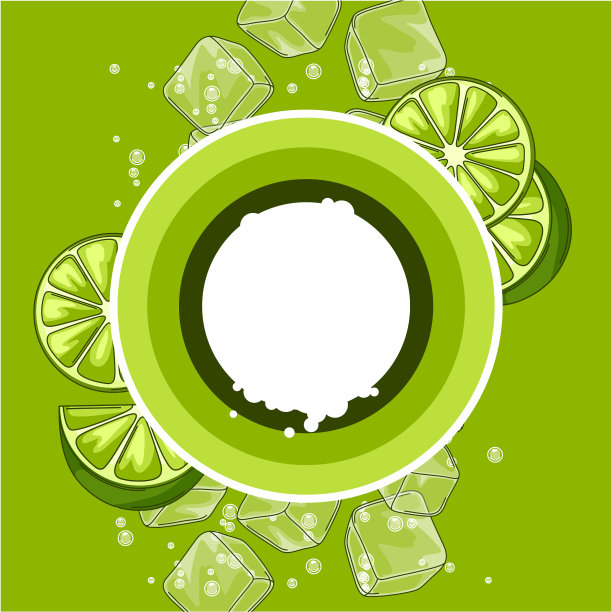 背景是酸橙、冰块和苏打泡泡图片下载