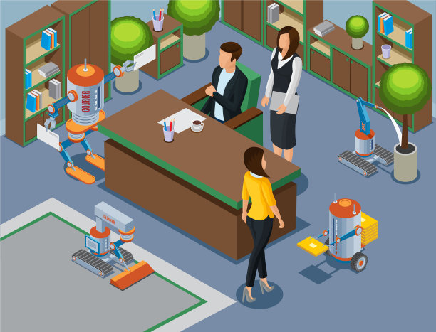 未来概念的等距办公室图片下载