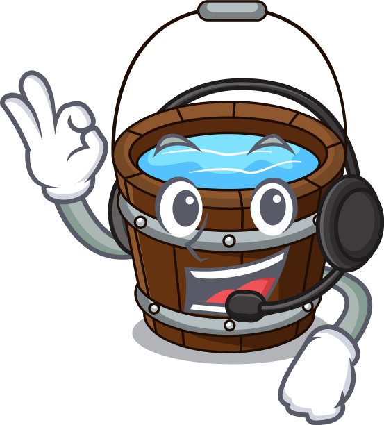 带耳机的木桶卡通吉祥物图片下载