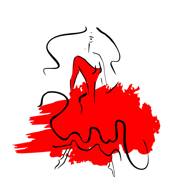 穿着红色裙子跳舞的女孩的简单印花图片下载