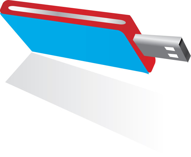 3d蓝色闪存盘红色和银色的一面图片下载