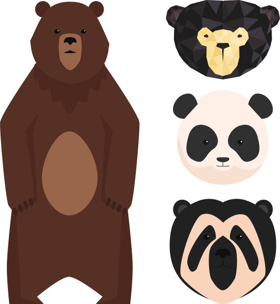 熊不同风格的有趣快乐的动物图片下载