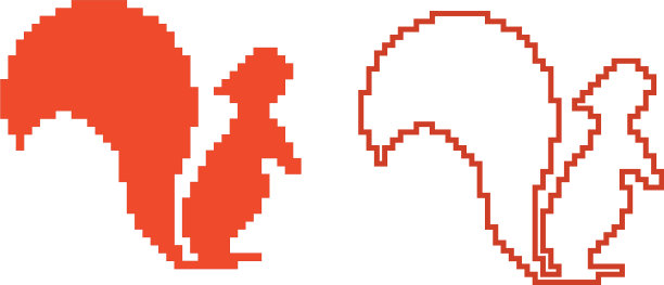 像素艺术松鼠字符孤立在白色bac图片下载