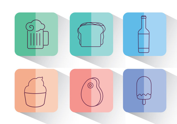一套快餐和饮料图标图片下载