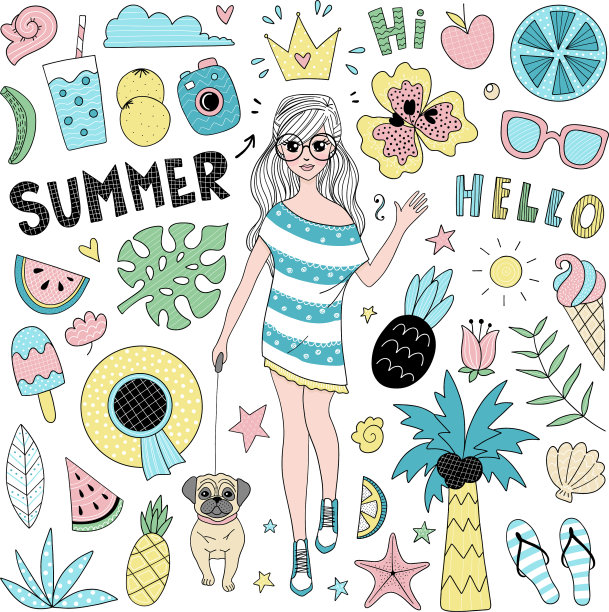 涂鸦可爱的元素图片下载