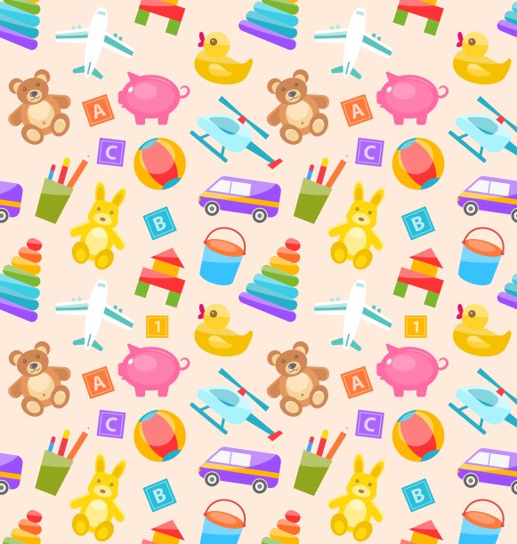 无缝图案与彩色儿童玩具图片下载