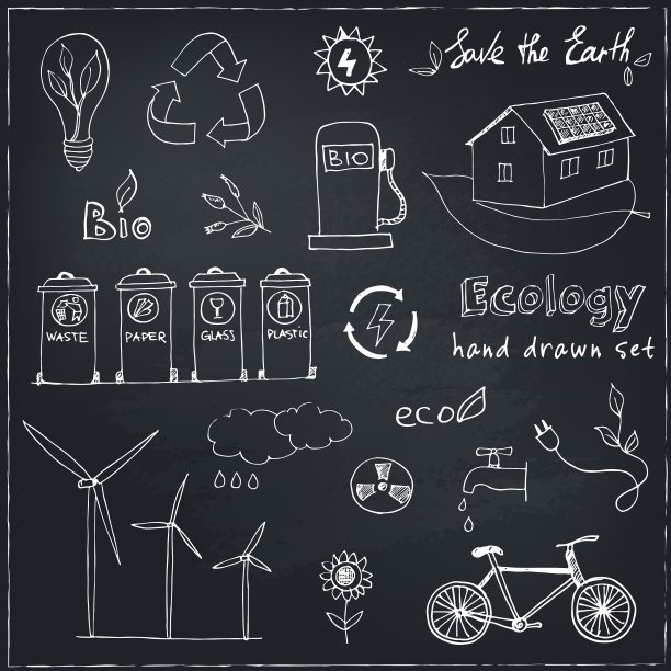 生态和循环涂鸦图标集图片下载