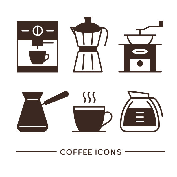 咖啡店线性图标集图片下载