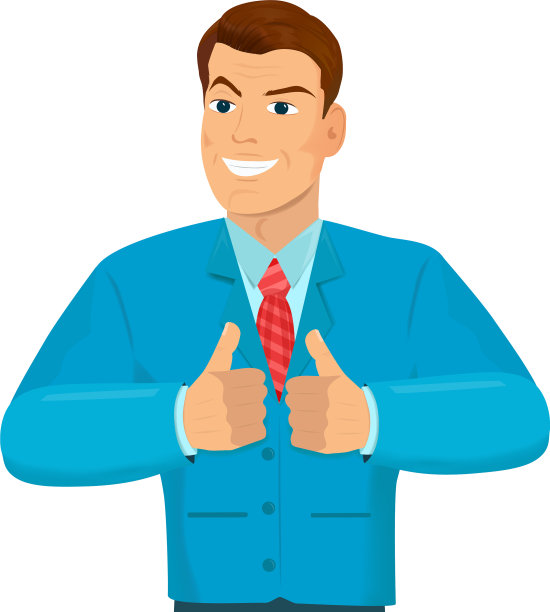 商人举起双手，竖起大拇指图片下载