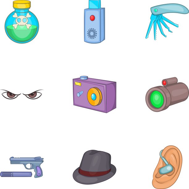 侦探图标设置卡通风格图片下载