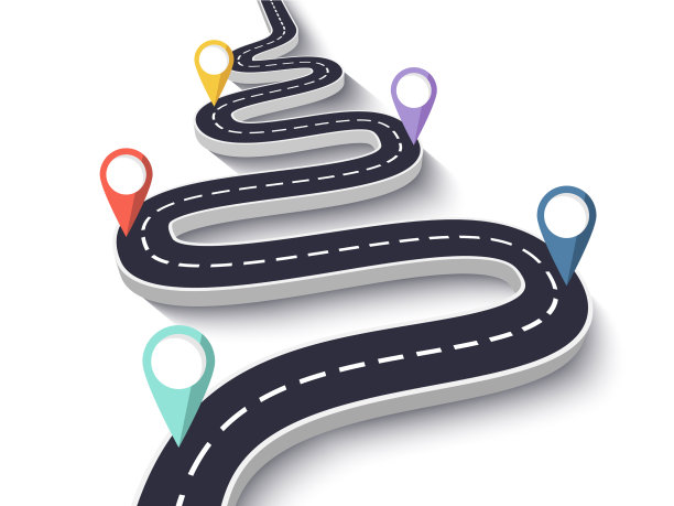 蜿蜒的道路上有一条白色的孤立的背景路图片下载