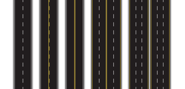 一套无缝的道路标记在一个白色孤立图片下载
