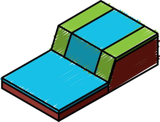 河流地形等距图标图片下载