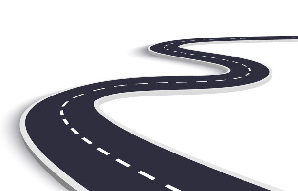 蜿蜒的道路上有一条白色的孤立的背景路图片下载