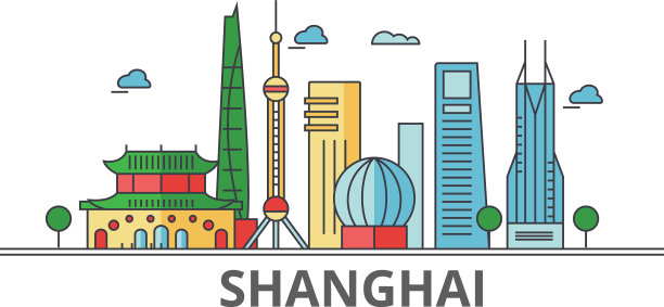 上海城市天际线建筑街道图片下载